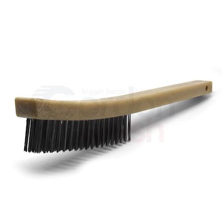 Gordon Brush 4x19 Row 0.012 SS Wire, 13-3/4 Curved Plastic Handle Scratch Brush, PK12 414SSP